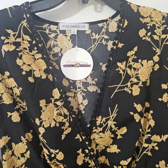 Boutique Black & Gold Floral High-Low Dress – NWT - Picture 3 of 12